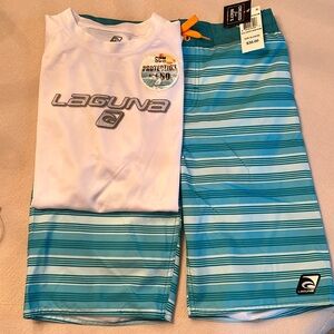 New Boys XL Swim Trunks/Rash Guard